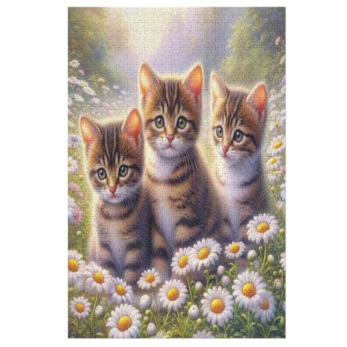 Katze-Puzzlespiel Aus Holz, 1000 Puzzleteile, Puzzle Für Teenager Und Erwachsene, Kreatives Spielzeug, Puzzles, （78×53cm） von DDGHHKK