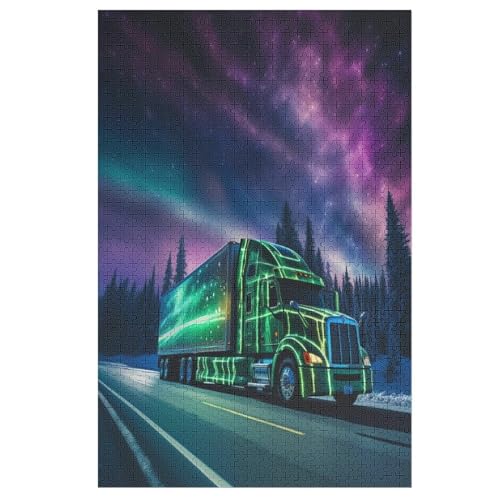 LKW Holzpuzzle 1000 Teile Klassische Puzzles Erwachsene Kinder Puzzle DIY Kit Holzspielzeug Einzigartiges Geschenk （78×53cm） von DDGHHKK