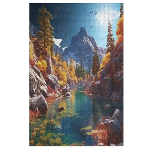 Lacs 1000 Teile Holzpuzzle,einzigartiges Puzzle, Geschenk Für Erwachsene,Familienspiel,Herausforderungsaktivität,1000 PCS von DDGHHKK