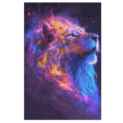 Löwe Holzpuzzle 1000 Teile Klassische Puzzles Erwachsene Kinder Puzzle DIY Kit Holzspielzeug Einzigartiges Geschenk （78×53cm） von DDGHHKK