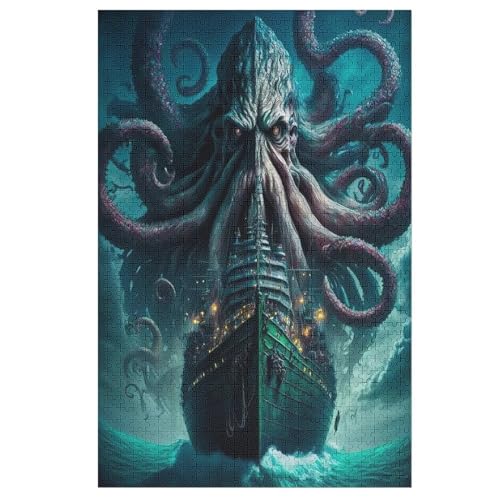 Piratenschiff,Boat 1000 Teile Puzzles Für Erwachsene, Impossible Puzzle, Geschicklichkeitsspiel Für Die Ganze Familie, Kinder Holzpuzzle （78×53cm） von DDGHHKK