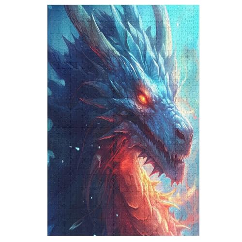 Puzzle Drache, 1000 Puzzleteile Für Kinder, Holzpuzzles, Geeignet Für Erwachsene Lernspiel, （78×53cm） von DDGHHKK
