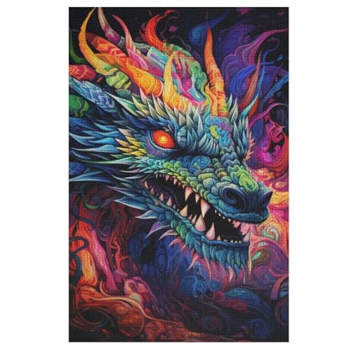 Puzzle Drache, 1000 Puzzleteile Für Kinder, Holzpuzzles, Geeignet Für Erwachsene Lernspiel, （78×53cm） von DDGHHKK