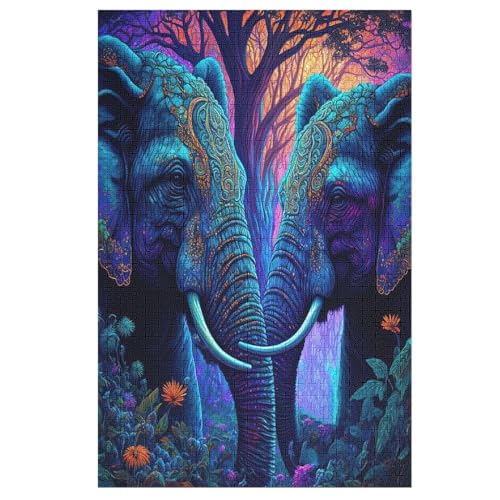 Puzzle Elefant, 1000 Puzzleteile Für Kinder, Holzpuzzles, Geeignet Für Erwachsene Lernspiel, （78×53cm） von DDGHHKK