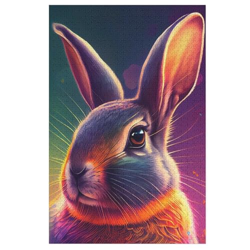 Puzzle Kaninchen, 1000 Puzzleteile Für Kinder, Holzpuzzles, Geeignet Für Erwachsene Lernspiel, （78×53cm） von DDGHHKK