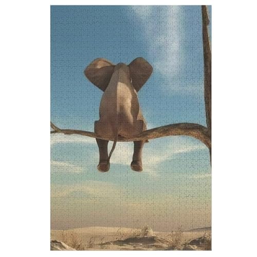 Puzzles Für Erwachsene Elefant,1000-teilige Puzzle Für Kinder Ab 12 Jahren, Holzpuzzles Für Die Heimdekoration, （78×53cm） von DDGHHKK