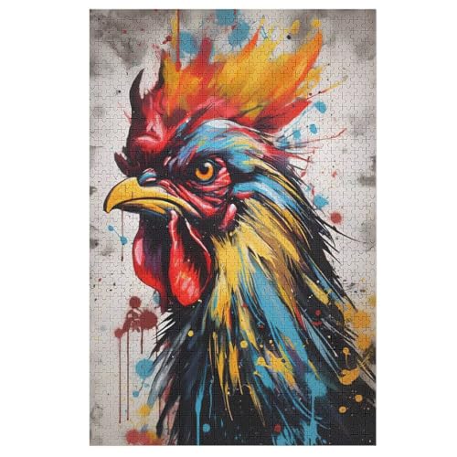 Puzzles Hahn, 1000 Teile, Puzzle Aus Holz Für Erwachsene Und Kinder Ab 12 Jahren, Lernspielzeug （78×53cm） von DDGHHKK