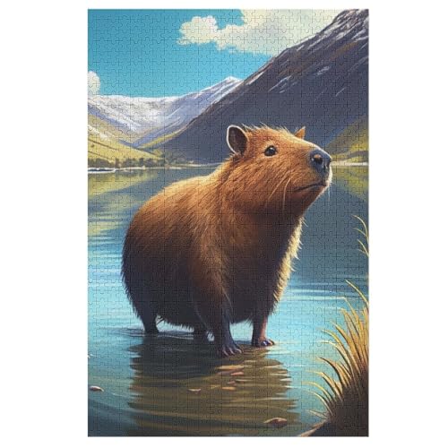 Puzzles Wasserschwein, 1000 Teile, Puzzle Aus Holz Für Erwachsene Und Kinder Ab 12 Jahren, Lernspielzeug （78×53cm） von DDGHHKK
