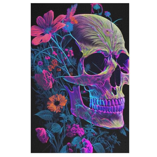 Totenkopf Holzpuzzle 1000 Teile Klassische Puzzles Erwachsene Kinder Puzzle DIY Kit Holzspielzeug Einzigartiges Geschenk 1000 PCS von DDGHHKK