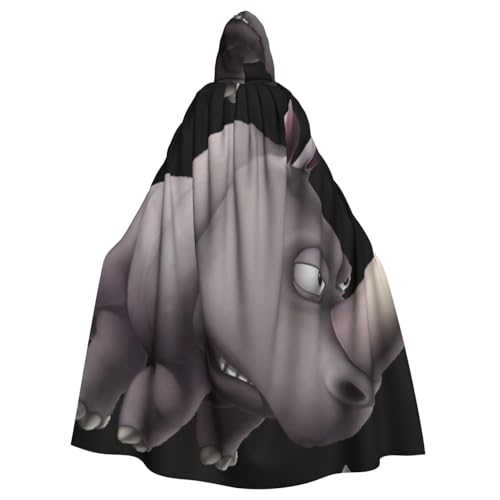DDSFvbv Angry Rhino Unisex Halloween Kapuzenumhang Cosplay Kostüm Umhang für Party Dress Up Uniform Robe voller Länge von DDSFvbv
