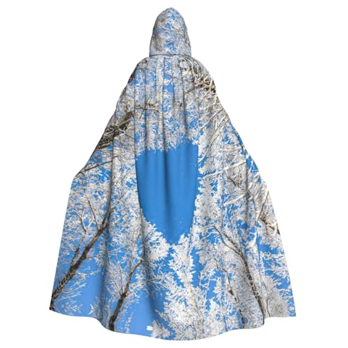 DDSFvbv Blauer Himmel, Winterbaum, Unisex, Halloween, Kapuzenumhang, Cosplay-Kostüm, Umhang für Party, Verkleidung, Uniform, Robe, volle Länge von DDSFvbv