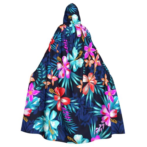 DDSFvbv Blauer Unisex-Kapuzenumhang mit Blumenmuster, Cosplay-Kostüm, Umhang für Partys, Uniform-Bademantel, volle Länge von DDSFvbv