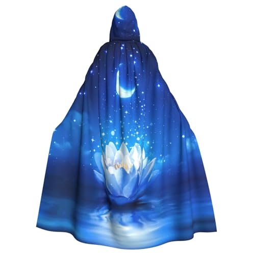 DDSFvbv Blume und Mond, Sternennacht, Unisex, Halloween, Kapuzenumhang, Cosplay, Kostüm, Umhang für Party, Verkleidung, Uniform, Robe, volle Länge von DDSFvbv