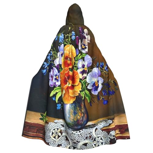 DDSFvbv Blumen-Diamant-Malerei, Unisex, Halloween-Umhang mit Kapuze, Cosplay-Kostüm, Umhang für Party, Verkleidung, Uniform, Robe, volle Länge von DDSFvbv