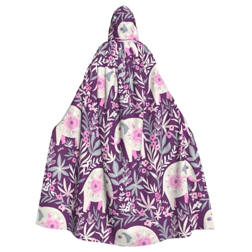 DDSFvbv Blumen-Elefant Unisex Halloween Kapuzenumhang Cosplay Kostüm Umhang für Party Dress Up Uniform Robe voller Länge von DDSFvbv