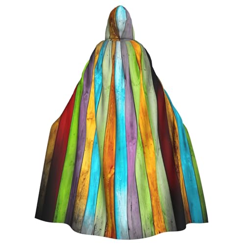 DDSFvbv Bunte Holzbretter, Unisex, Halloween, Kapuzenumhang, Cosplay-Kostüm, Umhang für Party, Verkleidung, Uniform, Robe, volle Länge von DDSFvbv