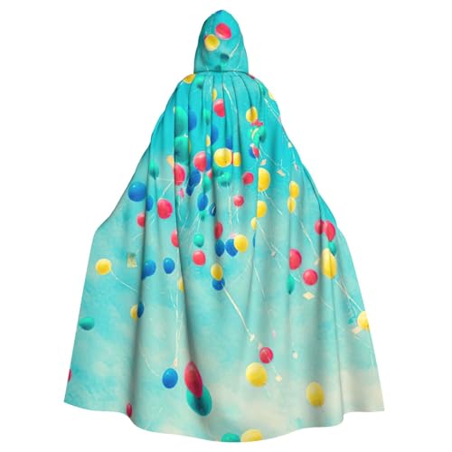 DDSFvbv Bunte Luftballons, blauer Himmel, Unisex, Halloween, Kapuzenumhang, Cosplay-Kostüm, Umhang für Party, Verkleidung, Uniform, Robe, volle Länge von DDSFvbv