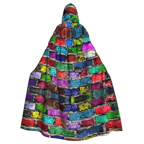 DDSFvbv Bunter Ziegelstein-Umhang mit Kapuze, Unisex, Halloween-Kostüm, Cosplay-Kostüm, Umhang für Partys, Uniform-Bademantel, volle Länge von DDSFvbv