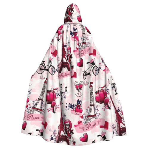 DDSFvbv Cityscape Paris Eiffelturm Frankreich Unisex Halloween Kapuzenumhang Cosplay Kostüm Umhang für Party Dress Up Uniform Robe voller Länge von DDSFvbv