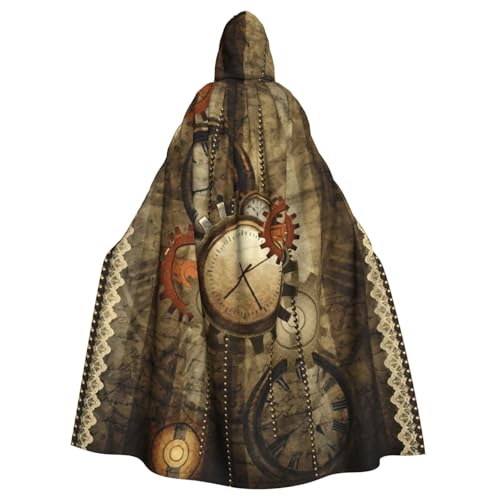 DDSFvbv Clocks and Gears Unisex Halloween Kapuzenumhang Cosplay Kostüm Umhang für Party Dress Up Uniform Robe voller Länge von DDSFvbv