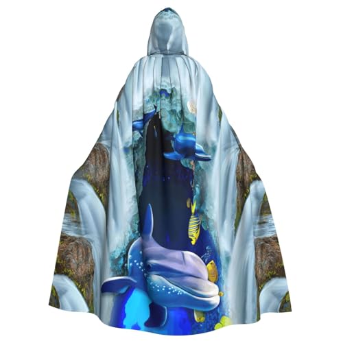 DDSFvbv Delphin Unisex Halloween Kapuzenumhang Cosplay Kostüm Umhang für Party Dress Up Uniform Robe voller Länge von DDSFvbv