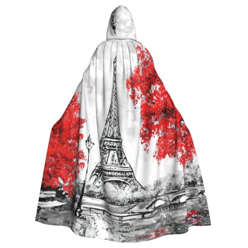 DDSFvbv Eiffelturm Unisex Halloween Kapuzenumhang Cosplay Kostüm Umhang für Party Dress Up Uniform Robe voller Länge von DDSFvbv