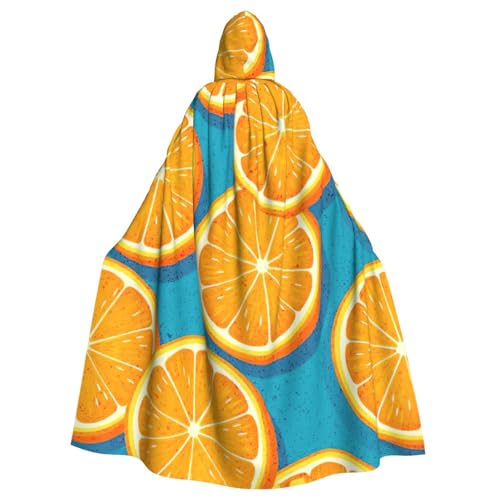 DDSFvbv Frisches orangefarbenes Obst, Unisex, Halloween-Kapuzenumhang, Cosplay-Kostüm, Umhang für Party, Verkleidung, Uniform, Robe, volle Länge von DDSFvbv