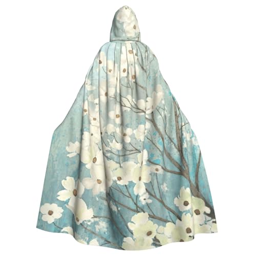 DDSFvbv Frühlings-Hartriegelblüten, unisex, Halloween-Kapuzenumhang, Cosplay-Kostüm, Umhang für Partys, Uniform-Bademantel, volle Länge von DDSFvbv