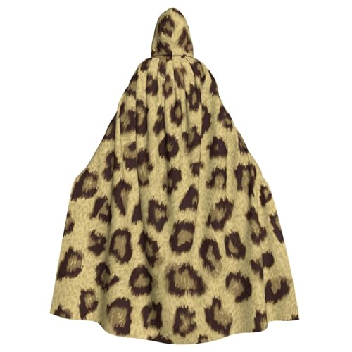 DDSFvbv Gelber Leopardenmuster, Unisex, Halloween, Kapuzenumhang, Cosplay-Kostüm, Umhang für Party, Verkleidung, Uniform, Robe, volle Länge von DDSFvbv