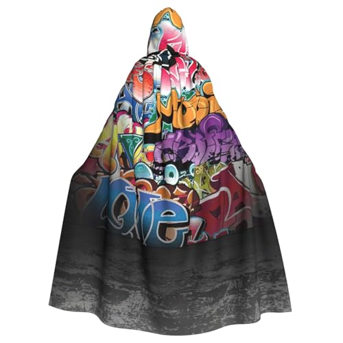 DDSFvbv Graffiti Hip Hop Unisex Halloween Kapuzenumhang Cosplay Kostüm Umhang für Party Dress Up Uniform Robe voller Länge von DDSFvbv