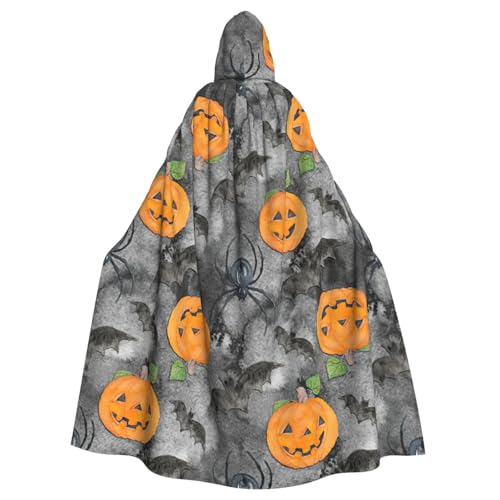 DDSFvbv Halloween-Umhang mit Fledermaus-Spinne, Kürbis, Unisex, Halloween, Kapuzenumhang, Cosplay, Kostüm, Umhang für Party, Verkleidung, Uniform, Robe, volle Länge von DDSFvbv