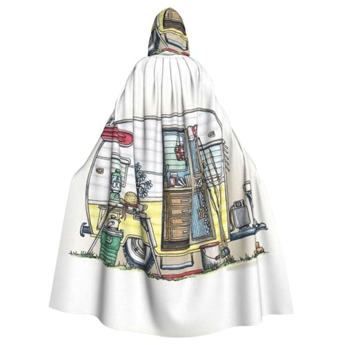 DDSFvbv Happy Campers Unisex Halloween Kapuzenumhang Cosplay Kostüm Umhang für Party Dress Up Uniform Robe voller Länge von DDSFvbv