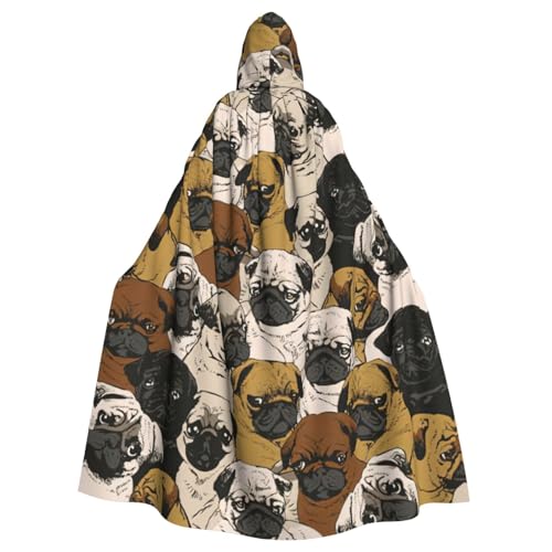 DDSFvbv Imagen De Pug Unisex Halloween Kapuzenumhang Cosplay Kostüm Umhang für Party Dress Up Uniform Robe voller Länge von DDSFvbv