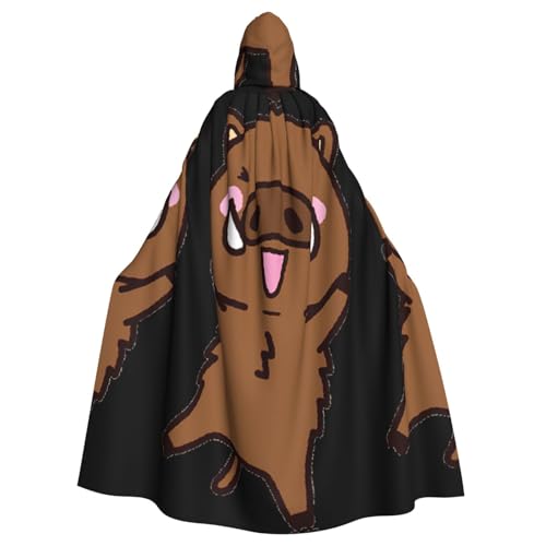 DDSFvbv Jumping Boar Animation Unisex Halloween Kapuzenumhang Cosplay Kostüm Umhang für Party Dress Up Uniform Robe voller Länge von DDSFvbv
