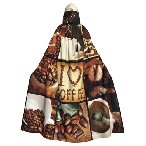 DDSFvbv Kaffee-Collage, Unisex, Halloween, Kapuzenumhang, Cosplay-Kostüm, Umhang für Party, Verkleidung, Uniform, Robe, volle Länge von DDSFvbv