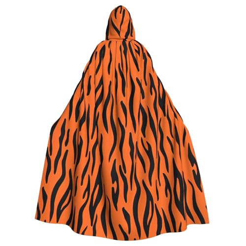 DDSFvbv Kapuzenumhang mit Tigerstreifen, orangefarbenes Muster, Unisex, Halloween, Cosplay-Kostüm, Umhang für Party, Verkleidung, Uniform, Robe, volle Länge von DDSFvbv
