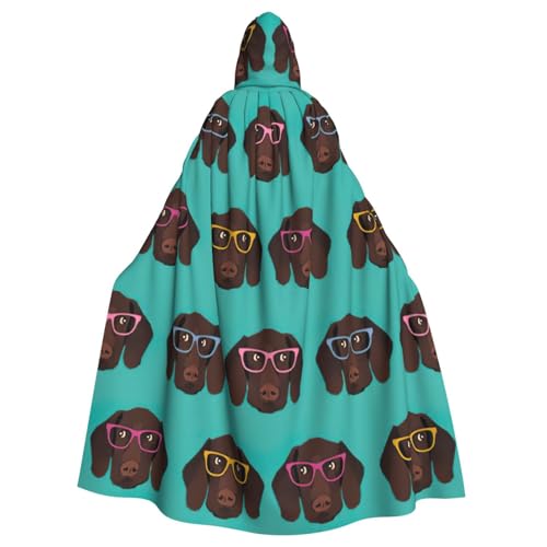 DDSFvbv Kurzhaariger Zeiger in Brille, Unisex, Halloween, Kapuzenumhang, Cosplay, Kostüm, Umhang für Party, Verkleidung, Uniform, Robe, volle Länge von DDSFvbv