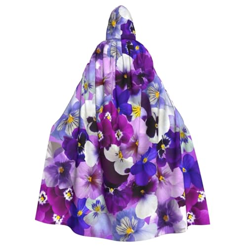 DDSFvbv Lila Blume Unisex Halloween Kapuzenumhang Cosplay Kostüm Umhang für Party Dress Up Uniform Robe volle Länge von DDSFvbv