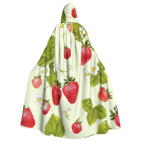 DDSFvbv Lovely Strawberry Unisex Halloween Kapuzenumhang Cosplay Kostüm Umhang für Party Dress Up Uniform Robe voller Länge von DDSFvbv