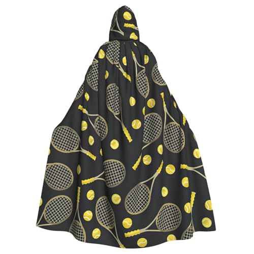 DDSFvbv Lustiger Tennisschläger und Tennisbälle, Unisex, Halloween, Kapuzenumhang, Cosplay-Kostüm, Umhang für Party, Verkleidung, Uniform, Robe, volle Länge von DDSFvbv