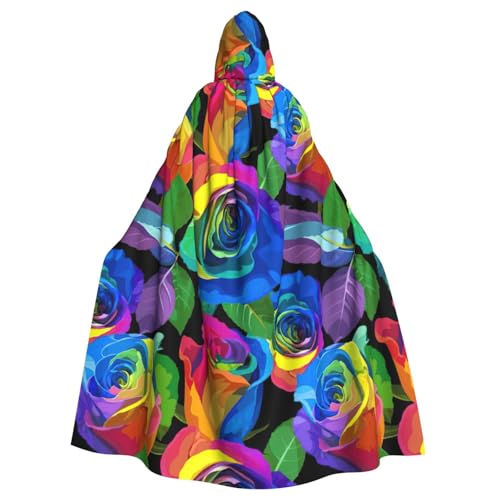 DDSFvbv Mehrfarbige Rosen, Unisex, Halloween-Kapuzenumhang, Cosplay-Kostüm, Umhang für Partys, Uniform-Bademantel, volle Länge von DDSFvbv