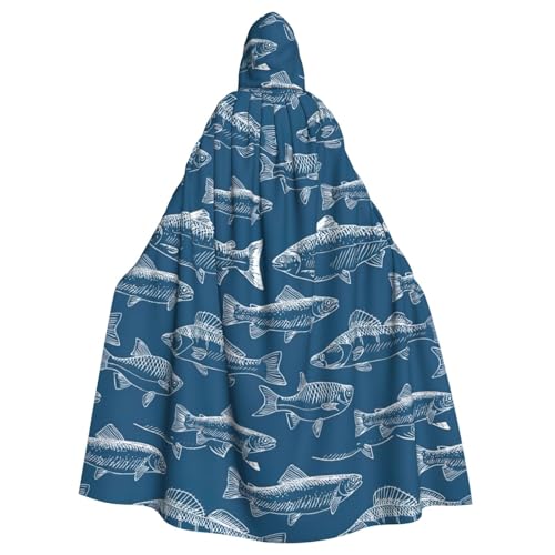DDSFvbv Ocean Fishes Unisex Halloween Kapuzenumhang Cosplay Kostüm Umhang für Party Dress Up Uniform Robe voller Länge von DDSFvbv