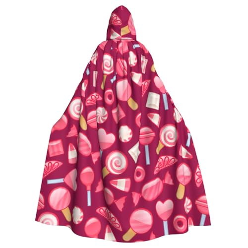 DDSFvbv Pink Candy Unisex Halloween Kapuzenumhang Cosplay Kostüm Umhang für Party Dress Up Uniform Robe voller Länge von DDSFvbv