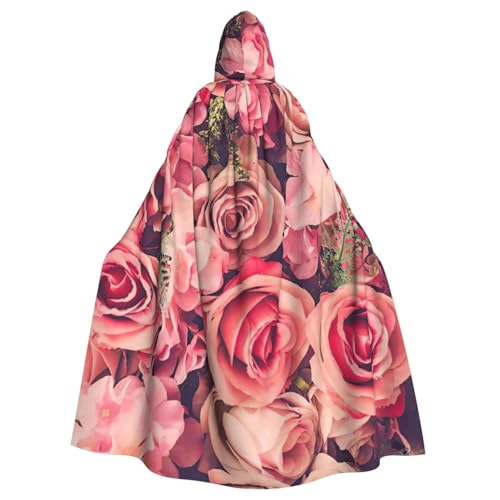 DDSFvbv Pinke Rose 6 Unisex Halloween Kapuzenumhang Cosplay Kostüm Umhang für Party Dress Up Uniform Robe volle Länge von DDSFvbv