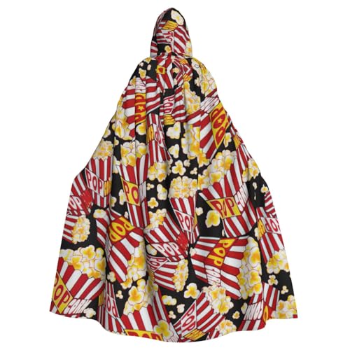 DDSFvbv Popcorn-Aufdruck, Unisex, Halloween, Kapuzenumhang, Cosplay-Kostüm, Umhang für Party, Verkleidung, Uniform, Robe, volle Länge von DDSFvbv