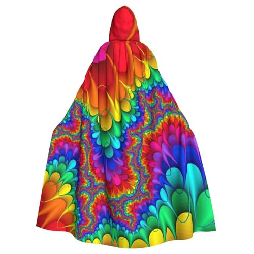 DDSFvbv Regenbogen, Batikfärbung, rot, Unisex, Halloween, Kapuzenumhang, Cosplay-Kostüm, Umhang für Party, Verkleidung, Uniform, Robe, volle Länge von DDSFvbv
