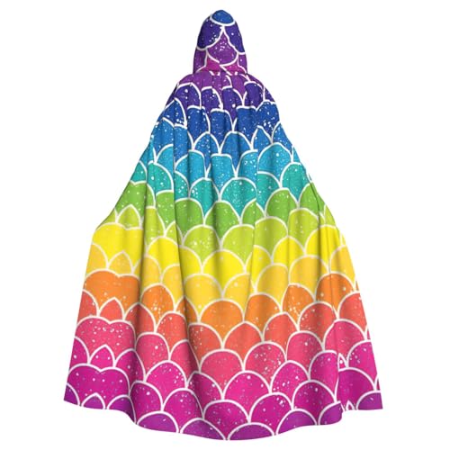 DDSFvbv Regenbogenfischschuppen-Umhang mit Kapuze, Unisex, Halloween-Kostüm, Cosplay-Kostüm, Umhang für Partys, Uniform-Bademantel, volle Länge DDSFvbv Regenbogenfischschuppen-Umhang mit Kapuze, Unisex, Halloween-Kostüm, Cosplay-Kostüm, Umhang für Partys, Uniform-Bademantel, volle Länge von DDSFvbv