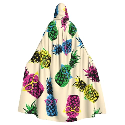 DDSFvbv Retro Ananas Unisex Halloween Kapuzenumhang Cosplay Kostüm Umhang für Party Dress Up Uniform Robe voller Länge von DDSFvbv