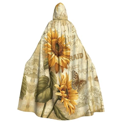 DDSFvbv Retro-Sonnenblumen-Umhang mit Kapuze, Unisex, Halloween, Cosplay-Kostüm, Umhang für Party, Verkleidung, Uniform, Robe, volle Länge von DDSFvbv