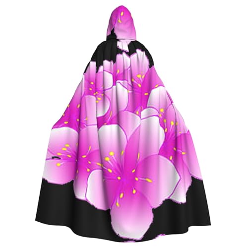 DDSFvbv Rosafarbene Blume, Unisex, Halloween-Kapuzenumhang, Cosplay-Kostüm, Umhang für Party, Uniform, Robe, volle Länge von DDSFvbv